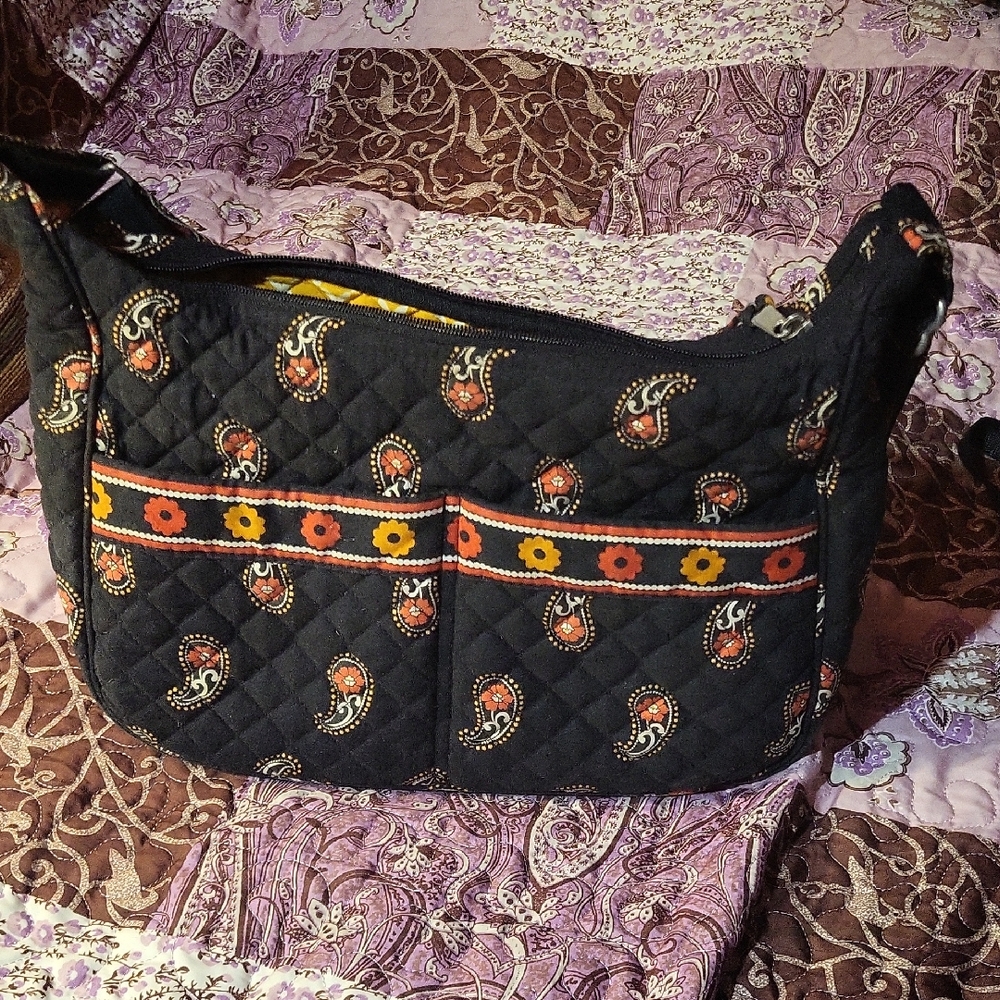 Black Quilted Paisley Shoulder Bag